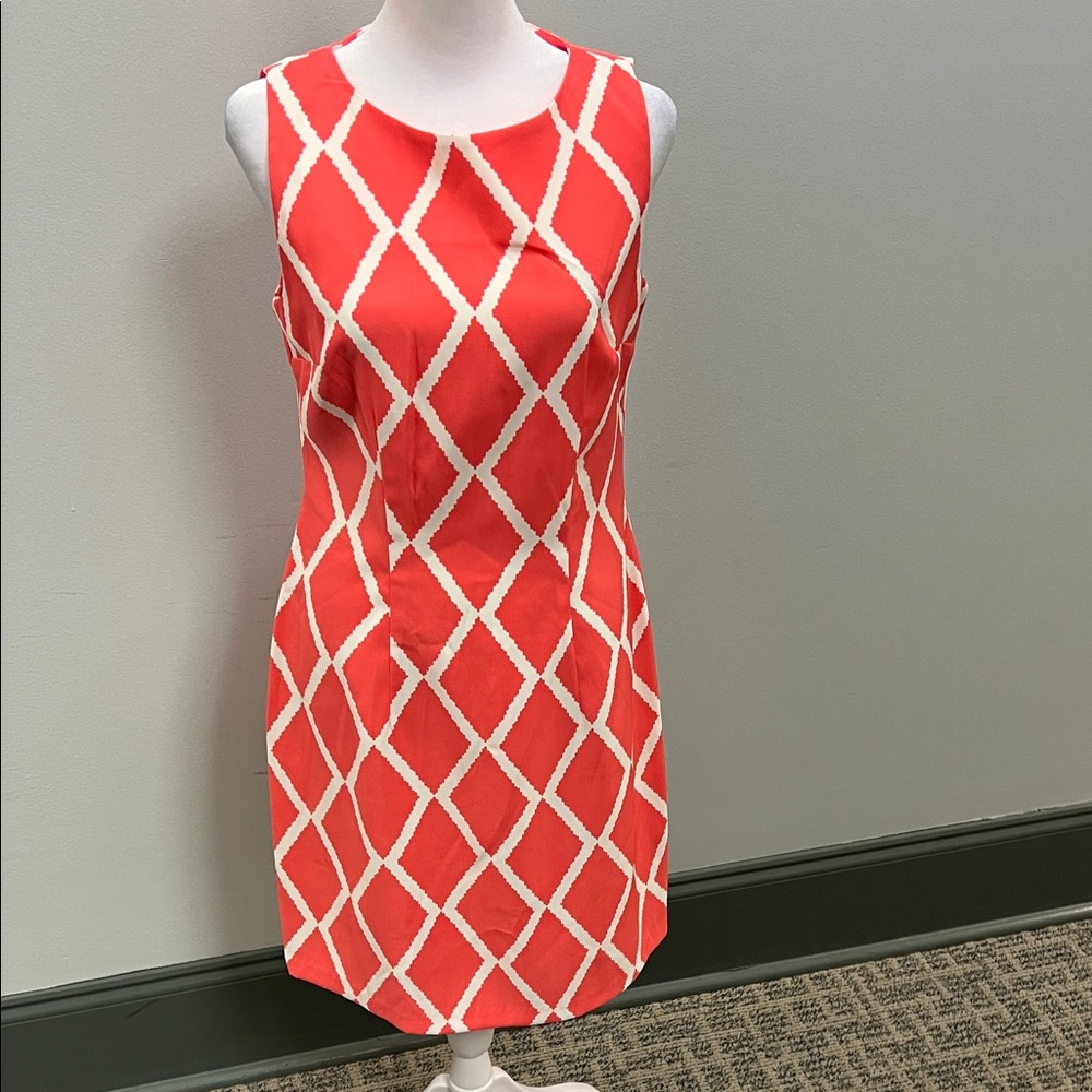 Alyx Red and White Diamond Pattern Mini Dress
